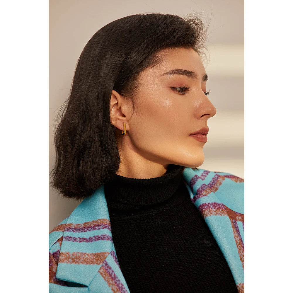Square Gold Hoop Earrings - Stainless Steel with 18K Gold Plating