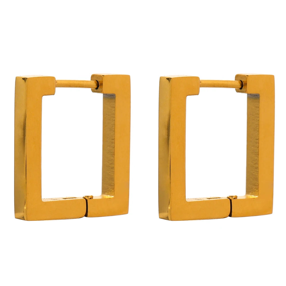 Square Gold Hoop Earrings - Stainless Steel with 18K Gold Plating