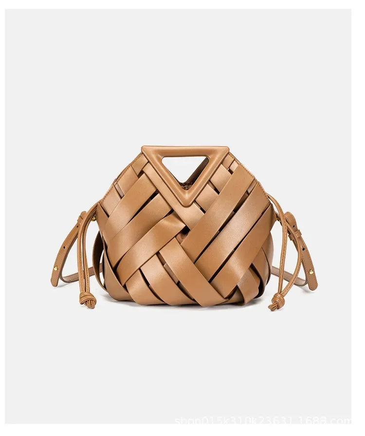 Woven Handbag with Matching Drawstring Pouch
