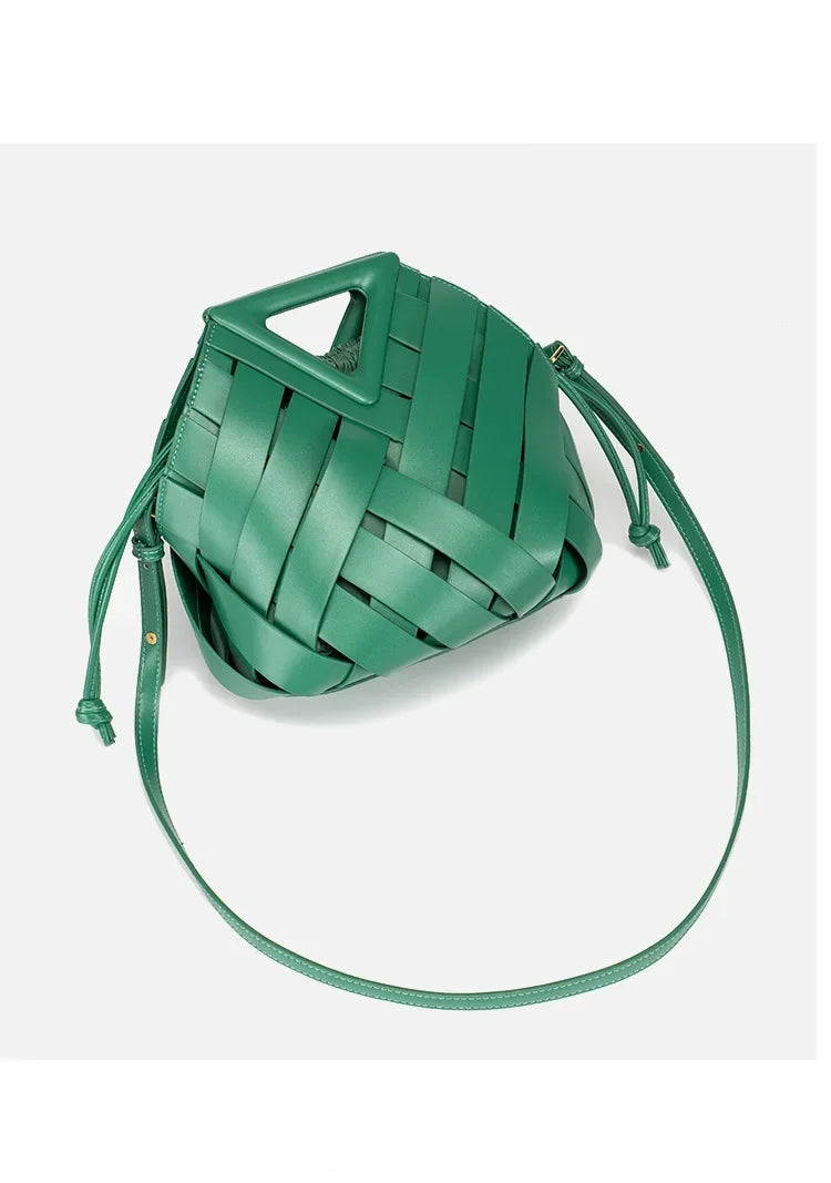 Woven Handbag with Matching Drawstring Pouch