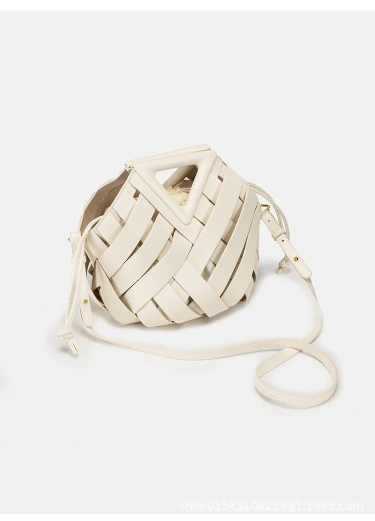 Woven Handbag with Matching Drawstring Pouch