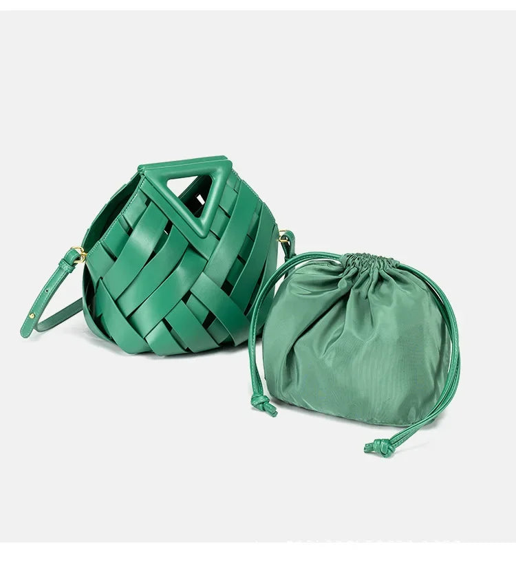 Woven Handbag with Matching Drawstring Pouch