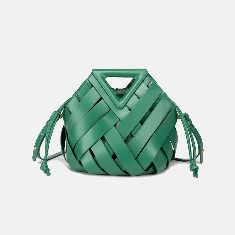 Woven Handbag with Matching Drawstring Pouch