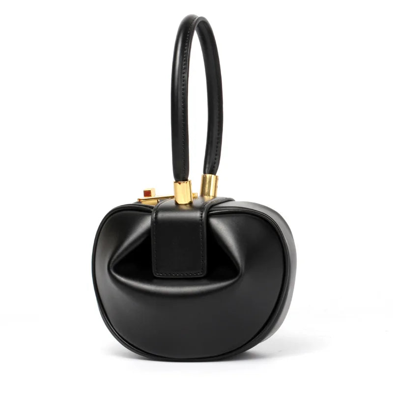 Genuine Leather Handbag with Gold Hardware and Top Handle