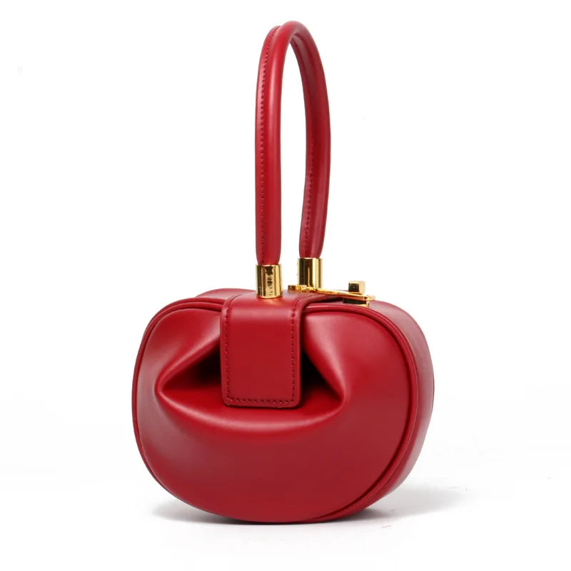 Genuine Leather Handbag with Gold Hardware and Top Handle