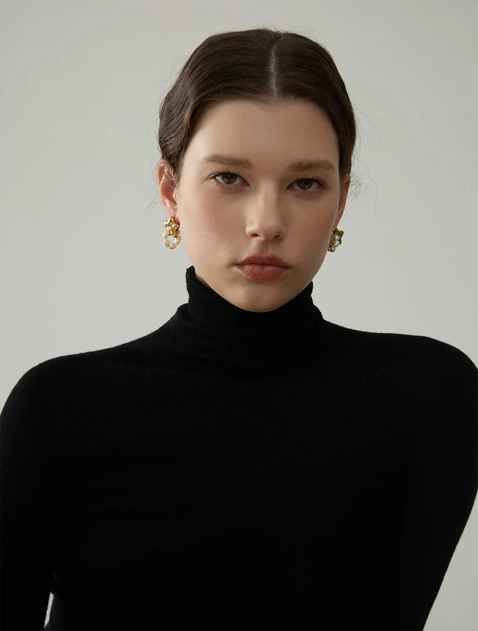 18K Gold-Plated Stainless Steel Earrings with Natural Pearls