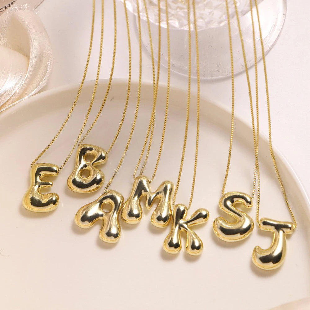 Golden Stainless Steel Initial Necklace