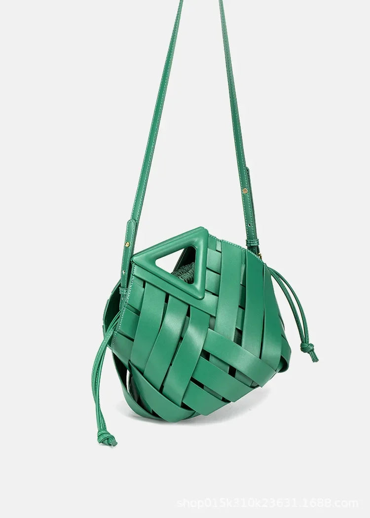 Woven Handbag with Matching Drawstring Pouch