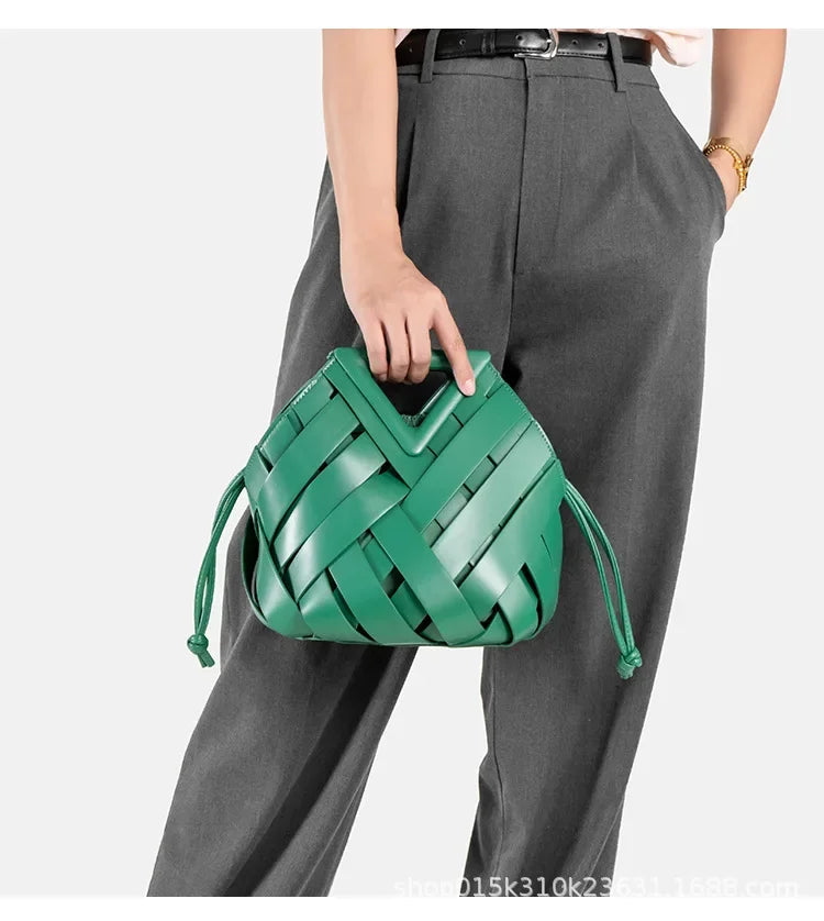 Woven Handbag with Matching Drawstring Pouch