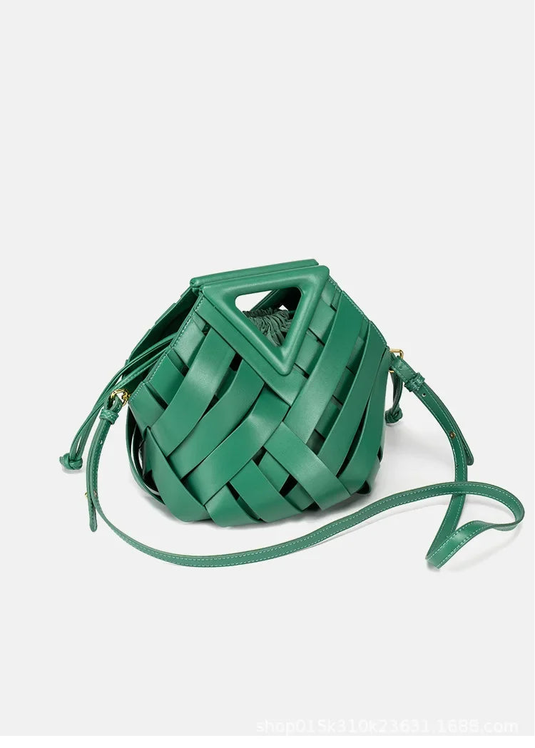 Woven Handbag with Matching Drawstring Pouch