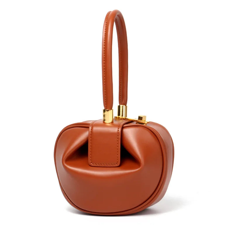 Genuine Leather Handbag with Gold Hardware and Top Handle